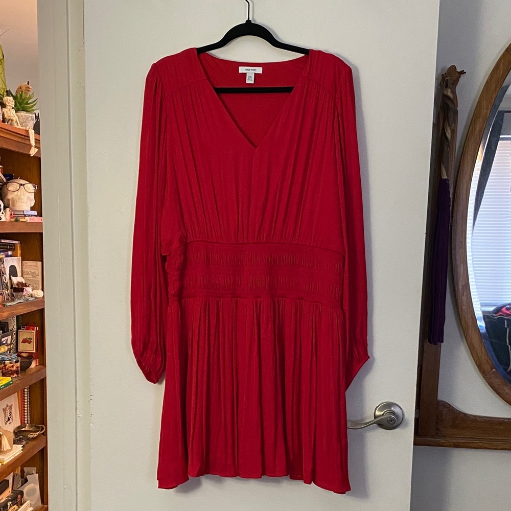 Nine West Red Long Sleeve Mini Dress